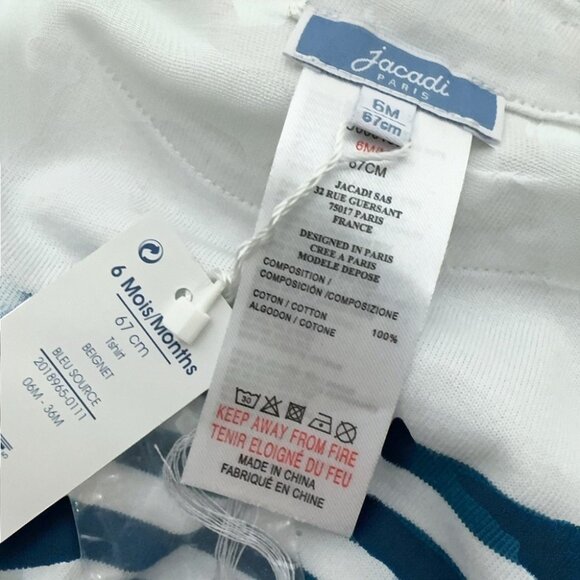 NWT Jacadi 100% Cotton Short Sleeve Blue Stripe - Picture 7 of 7